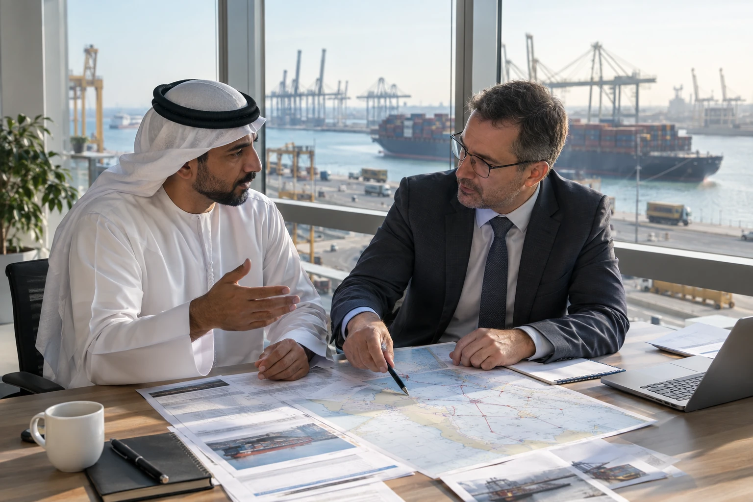 Two ADSO consultants reviewing a supply chain plan